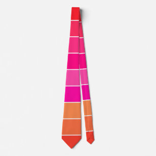 Rode, roze en Oranje strepen Stropdas