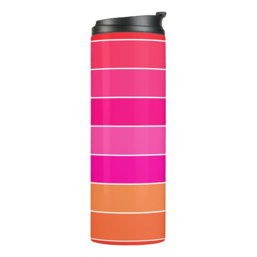 Rode, roze en Oranje strepen Thermosbeker (Gedraaid links)