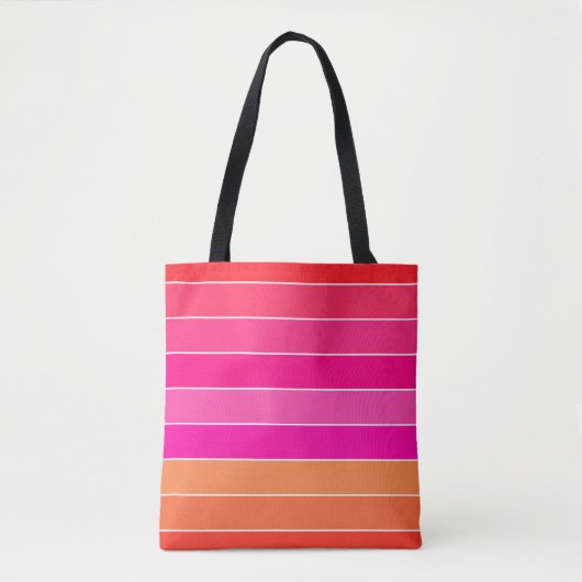 Rode, roze en Oranje strepen Tote Bag (Voorkant)