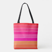 Rode, roze en Oranje strepen Tote Bag (Achterkant)