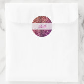 Rode roze en Paarse spaarpjes met glitter design Ronde Sticker (Tas)