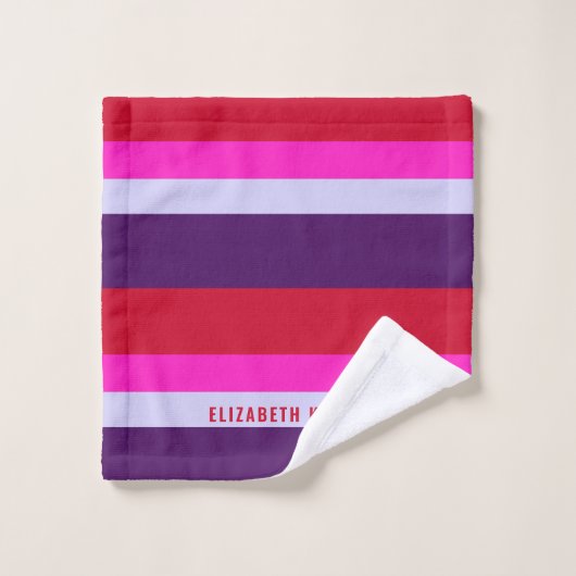 Rode, roze en Paarse streepjespatroon Bad Handdoek (Wasdoekje)