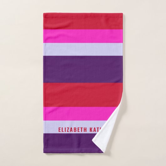 Rode, roze en Paarse streepjespatroon Bad Handdoek (Handdoek)