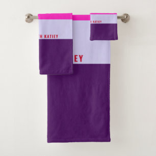 Rode, roze en Paarse streepjespatroon Bad Handdoek