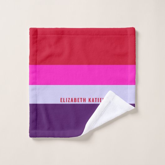 Rode, roze en Paarse streepjespatroon Bad Handdoek (Wasdoekje)