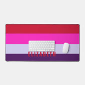 Rode, roze en Paarse streepjespatroon Bureaumat (Keyboard & Muis)