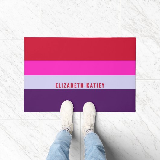 Rode, roze en Paarse streepjespatroon Deurmat (Binnen)