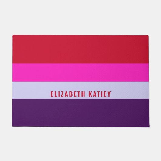 Rode, roze en Paarse streepjespatroon Deurmat (Voorkant)