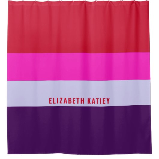 Rode, roze en Paarse streepjespatroon Douchegordijn (Voorkant)