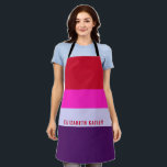 Rode, roze en Paarse streepjespatroon gepersonalis Schort<br><div class="desc">Kook in stijl met het rode, roze en Paarse streepjespatroon Gepersonaliseerd Schort. Dit schort is voorzien van een gedurfd gestreept ontwerp en geeft uw keuken een levendig tintje, terwijl u toch schoon en comfortabel blijft. Pas het aan met een naam of bericht voor een persoonlijk tintje, waardoor het een geweldig...</div>