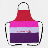 Rode, roze en Paarse streepjespatroon gepersonalis Schort (Voorkant)