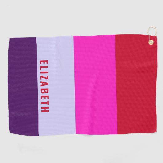 Rode, roze en Paarse streepjespatroon Golfhanddoek (Horizontaal)