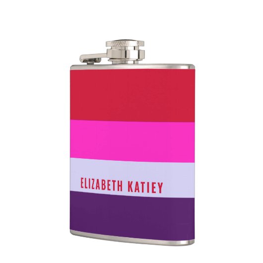 Rode, roze en Paarse streepjespatroon Heupfles (Links)