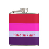 Rode, roze en Paarse streepjespatroon Heupfles (Voorkant)