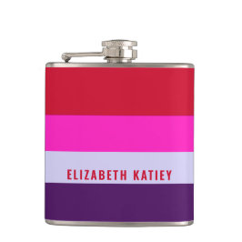 Rode, roze en Paarse streepjespatroon Heupfles