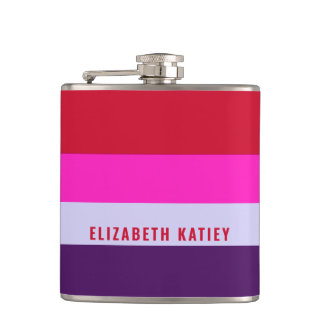 Rode, roze en Paarse streepjespatroon Heupfles