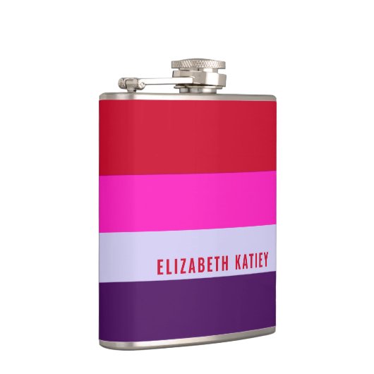 Rode, roze en Paarse streepjespatroon Heupfles (Rechts)