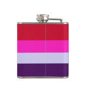 Rode, roze en Paarse streepjespatroon Heupfles (Achterkant)