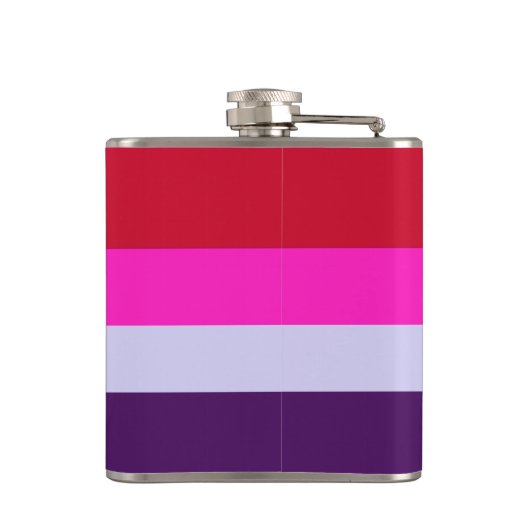 Rode, roze en Paarse streepjespatroon Heupfles (Achterkant)