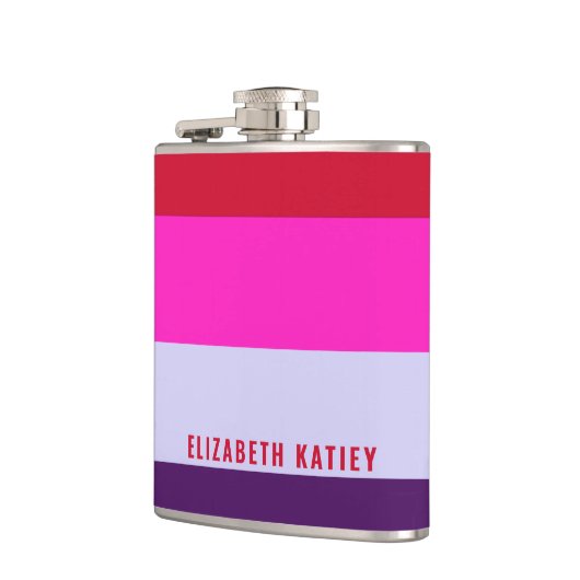 Rode, roze en Paarse streepjespatroon Heupfles (Links)