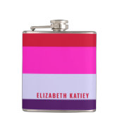 Rode, roze en Paarse streepjespatroon Heupfles (Voorkant)