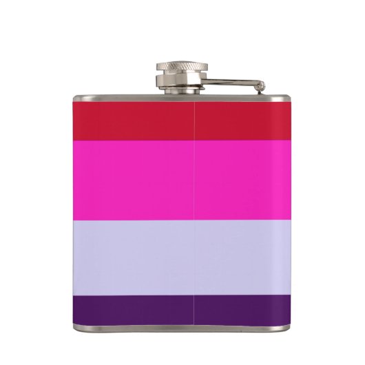 Rode, roze en Paarse streepjespatroon Heupfles (Achterkant)