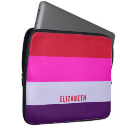 Rode, roze en Paarse streepjespatroon Laptop Sleeve