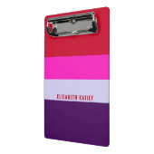 Rode, roze en Paarse streepjespatroon Mini Klembord (Angled2)