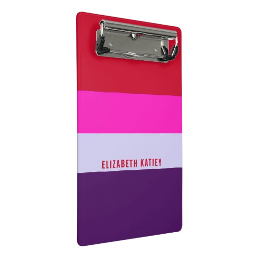 Rode, roze en Paarse streepjespatroon Mini Klembord (Schuin)