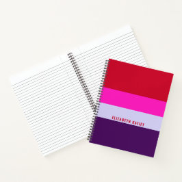 Rode, roze en Paarse streepjespatroon Notitieboek