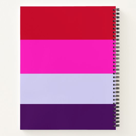 Rode, roze en Paarse streepjespatroon Notitieboek (Achterkant)