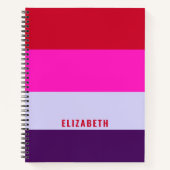 Rode, roze en Paarse streepjespatroon Notitieboek (Voorkant)