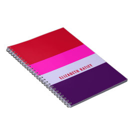 Rode, roze en Paarse streepjespatroon Notitieboek