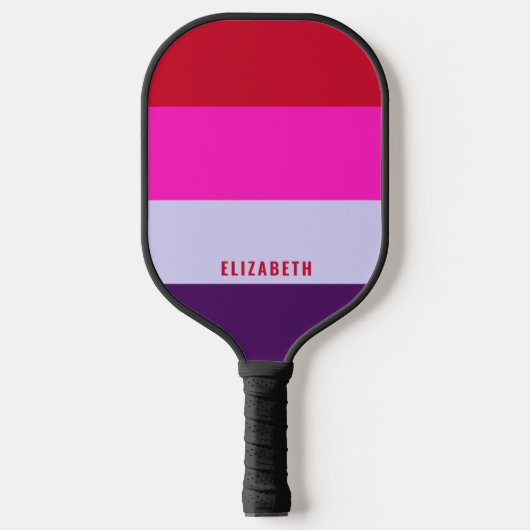 Rode, roze en Paarse streepjespatroon Pickleball Paddle (Voorkant)