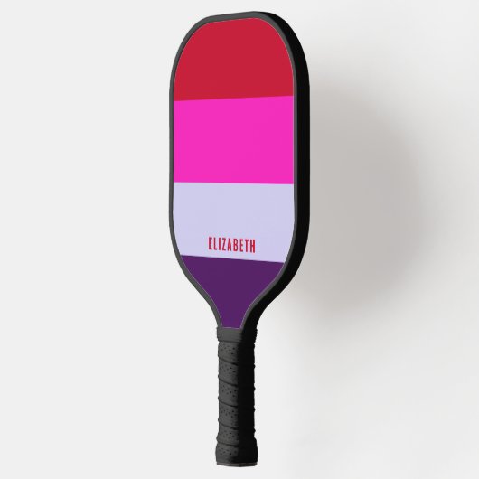 Rode, roze en Paarse streepjespatroon Pickleball Paddle (Links)