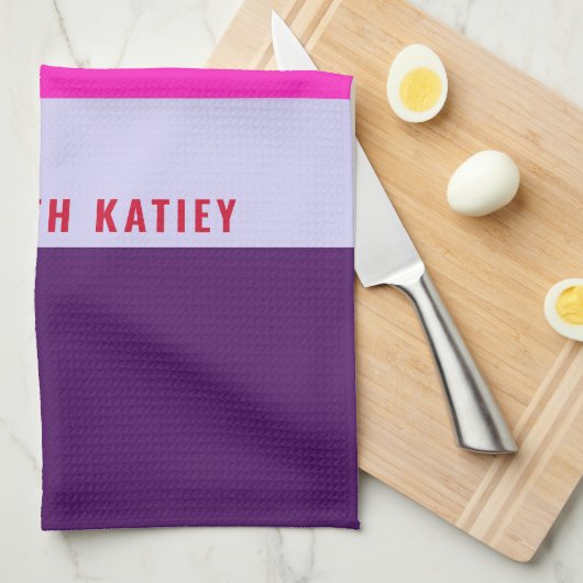 Rode, roze en Paarse streepjespatroon Theedoek (Quarter Fold)