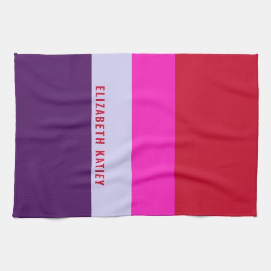 Rode, roze en Paarse streepjespatroon Theedoek (Horizontaal)