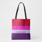 Rode, roze en Paarse streepjespatroon Tote Bag (Voorkant)