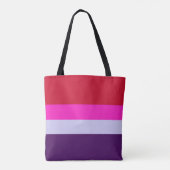 Rode, roze en Paarse streepjespatroon Tote Bag (Achterkant)