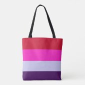 Rode, roze en Paarse streepjespatroon Tote Bag (Achterkant)