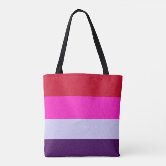 Rode, roze en Paarse streepjespatroon Tote Bag (Achterkant)