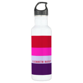 Rode, roze en Paarse streepjespatroon Waterfles