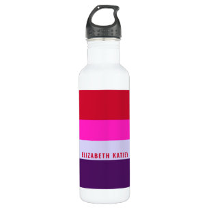 Rode, roze en Paarse streepjespatroon Waterfles