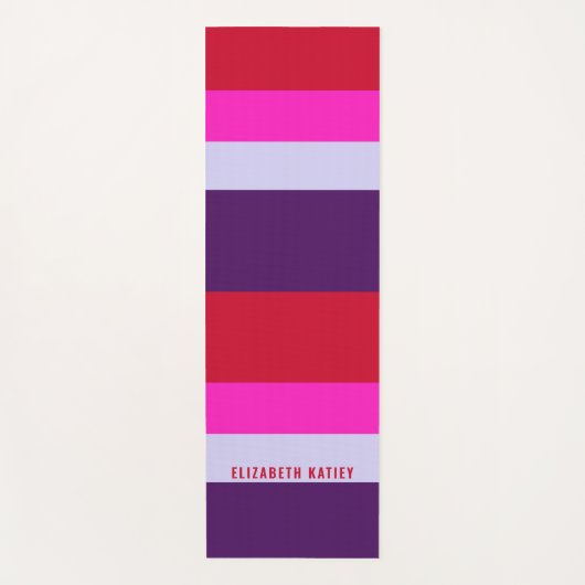 Rode, roze en Paarse streepjespatroon Yogamat (Voorkant)