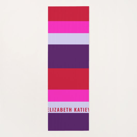 Rode, roze en Paarse streepjespatroon Yogamat (Achterkant)