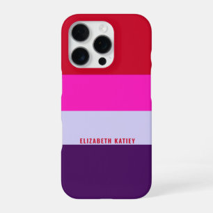 Rode, Roze en Paarse Strepen Patroon iPhone 16 Pro Hoesje