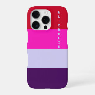 Rode, Roze en Paarse Strepen Patroon iPhone 16 Pro Hoesje