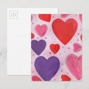 Rode roze en paarse Valentijnsdag harten ontwerp Feestdagenkaart