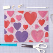 Rode roze en Paarse Valentijnsdag — Hearts Design Tissuepapier (Craft)