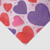 Rode roze en Paarse Valentijnsdag — Hearts Design Tissuepapier (Detail)